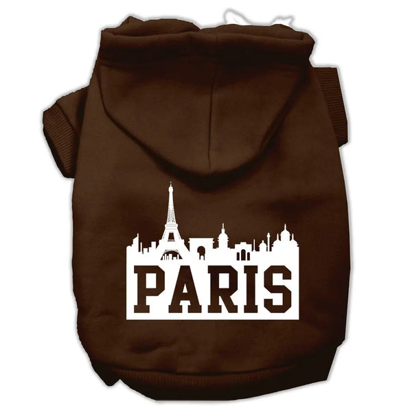 Paris Skyline Screen Print Pet Hoodies Brown Size Lg Default Title
