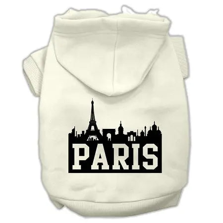 Paris Skyline Screen Print Pet Hoodies Cream Size Xl Default Title