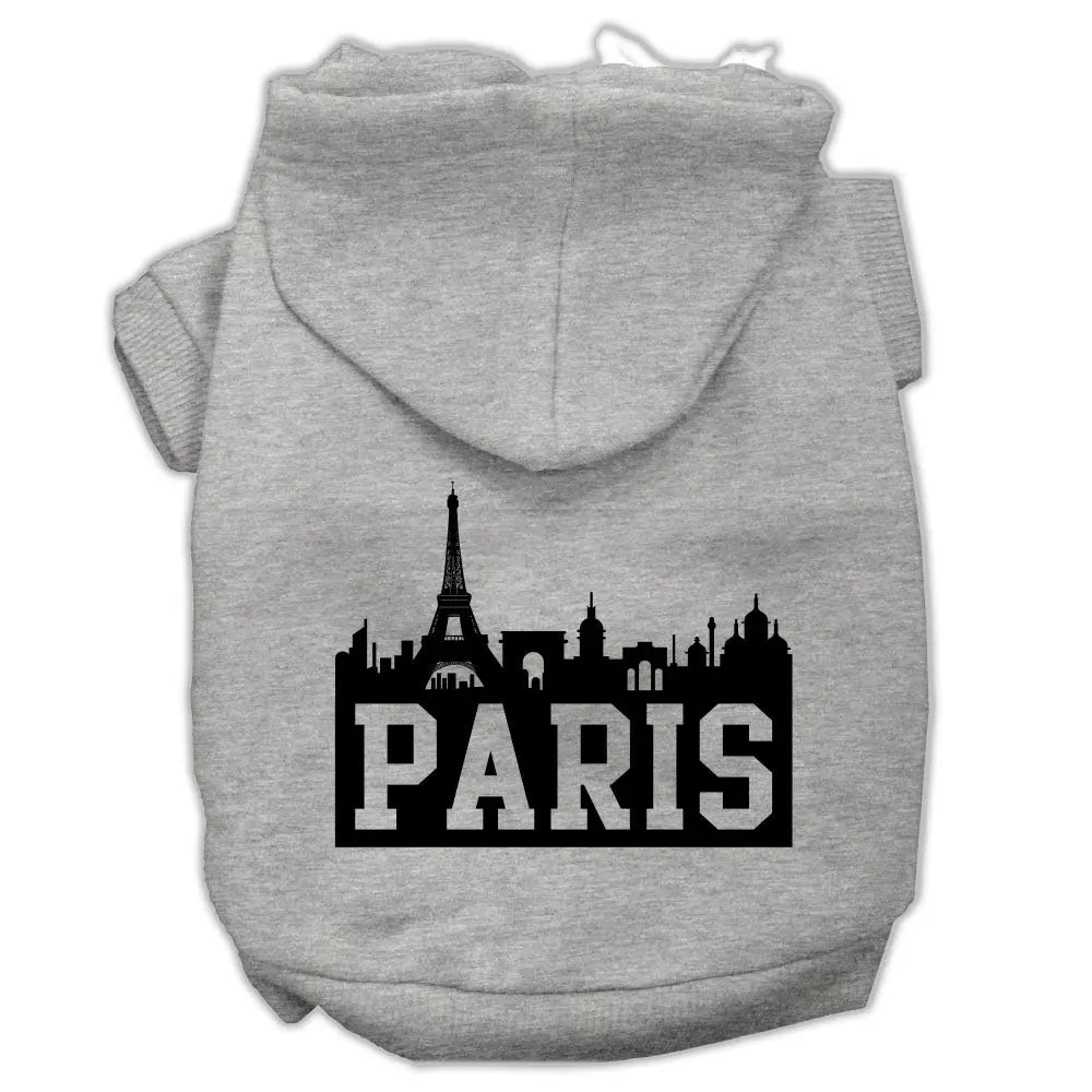 Paris Skyline Screen Print Pet Hoodies Grey Size Xs Default Title