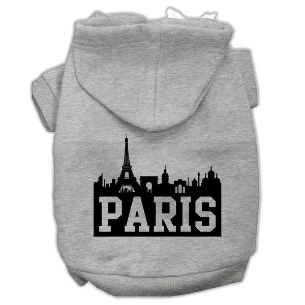 Paris Skyline Screen Print Pet Hoodies Grey Size Xs Default Title