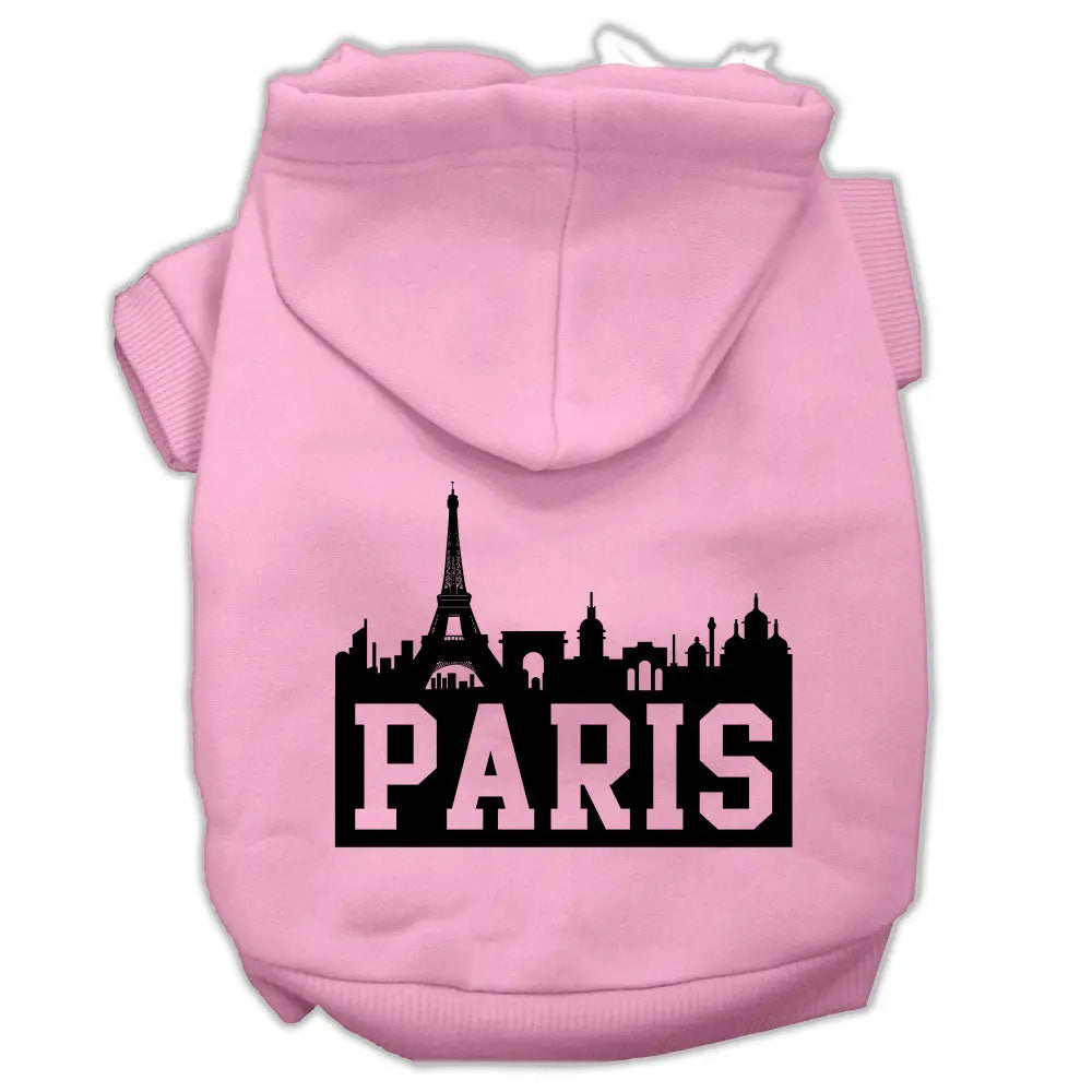 Paris Skyline Screen Print Pet Hoodies Light Pink Size Xxxl Default Title
