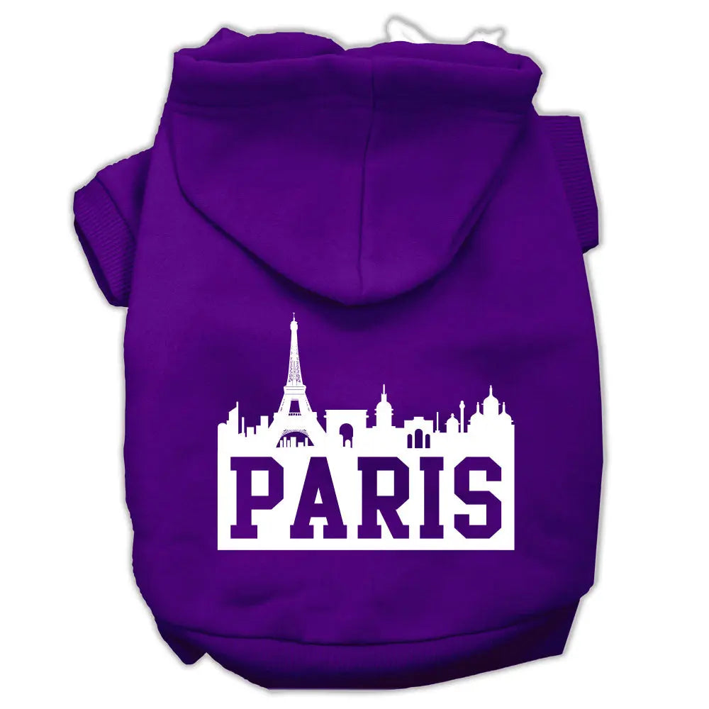 Paris Skyline Screen Print Pet Hoodies Purple Size Xs Default Title