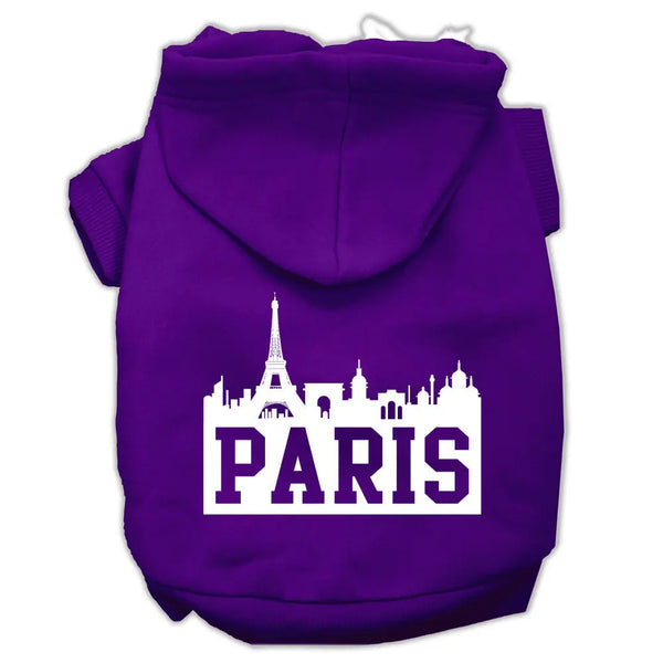 Paris Skyline Screen Print Pet Hoodies Purple Size Xs Default Title