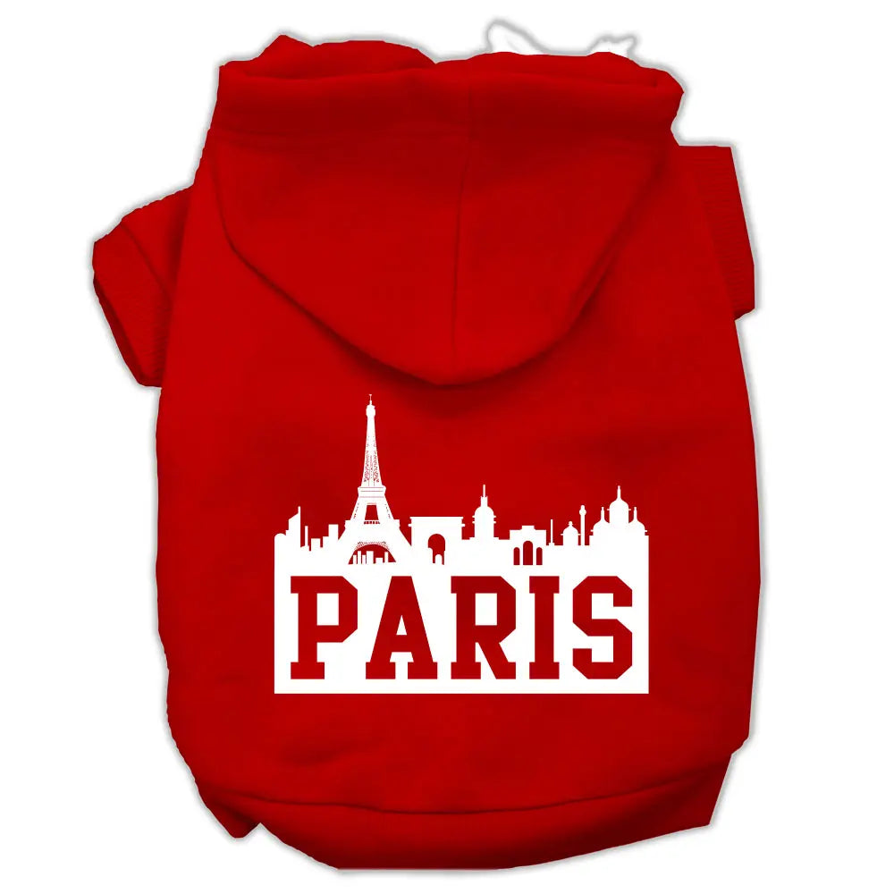 Paris Skyline Screen Print Pet Hoodies Red Size Xxl Default Title