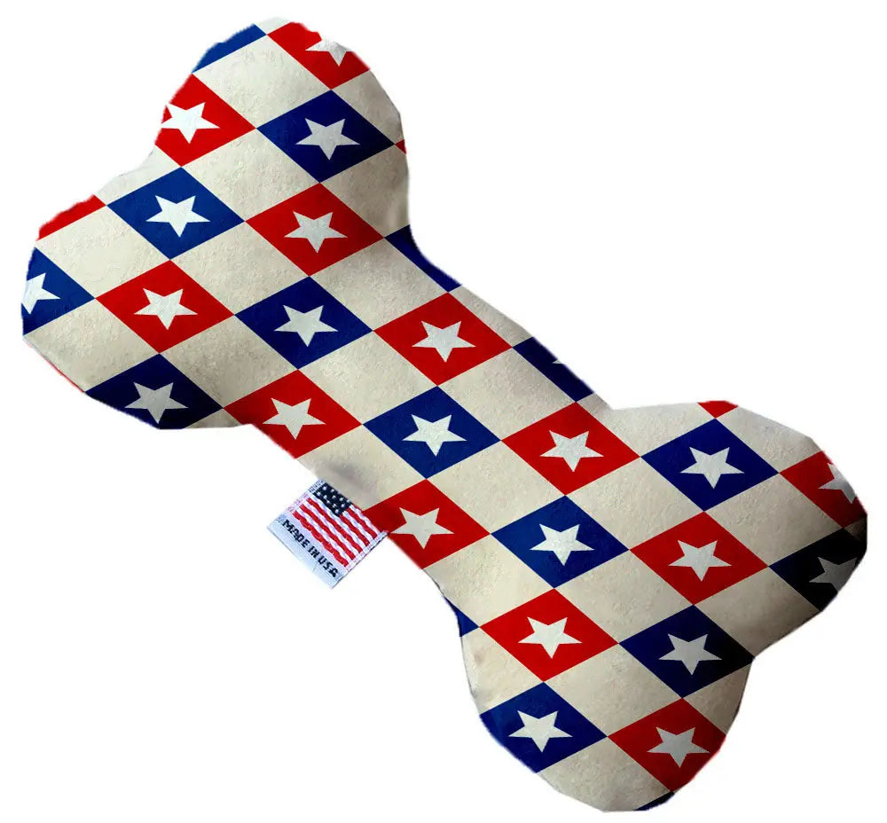 Patriotic Checkered Stars 8 Inch Bone Dog Toy Default Title