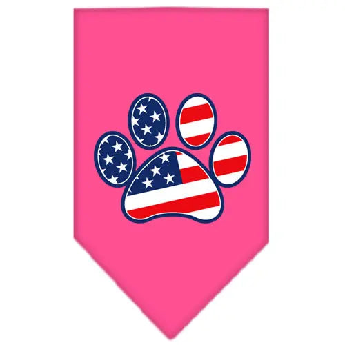 Patriotic Paw Screen Print Bandana Bright Pink Small Default Title