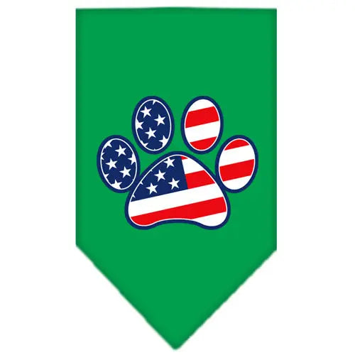Patriotic Paw Screen Print Bandana Emerald Green Small Default Title