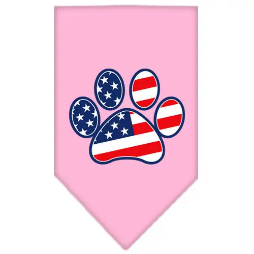 Patriotic Paw Screen Print Bandana Light Pink Small Default Title