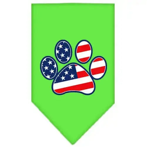 Patriotic-Paw-Screen-Print-Bandana-Lime-Green-Large-GreatEagleInc-319154490