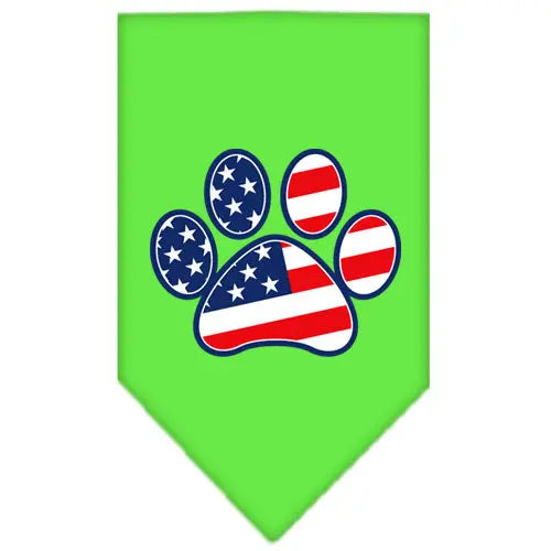 Patriotic Paw Screen Print Bandana Lime Green Large Default Title