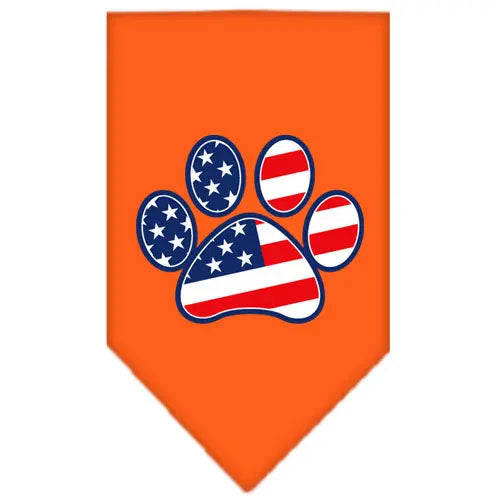 Patriotic Paw Screen Print Bandana Orange Small Default Title