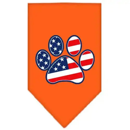 Patriotic-Paw-Screen-Print-Bandana-Orange-Small-GreatEagleInc-319152938
