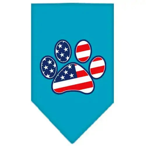 Patriotic-Paw-Screen-Print-Bandana-Turquoise-Large-GreatEagleInc-319153816