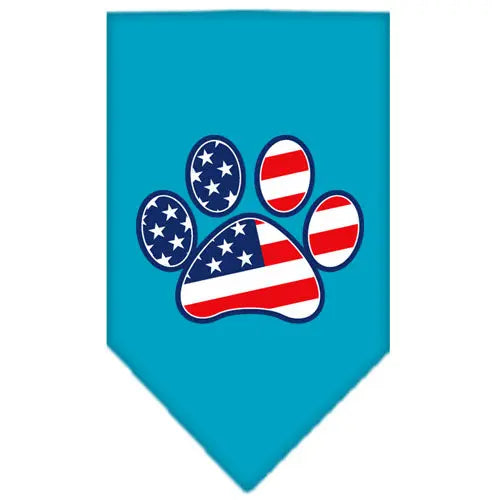 Patriotic Paw Screen Print Bandana Turquoise Small Default Title