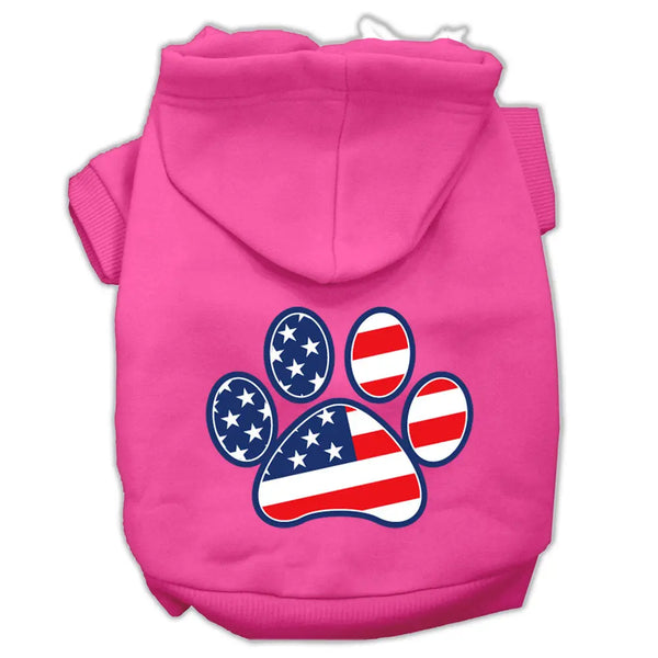Patriotic Paw Screen Print Pet Hoodies Bright Pink Size Xs Default Title