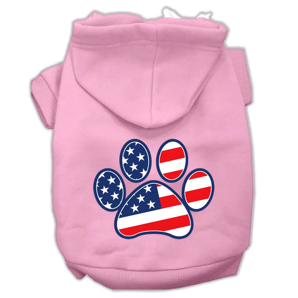 Patriotic Paw Screen Print Pet Hoodies Light Pink Size L Default Title