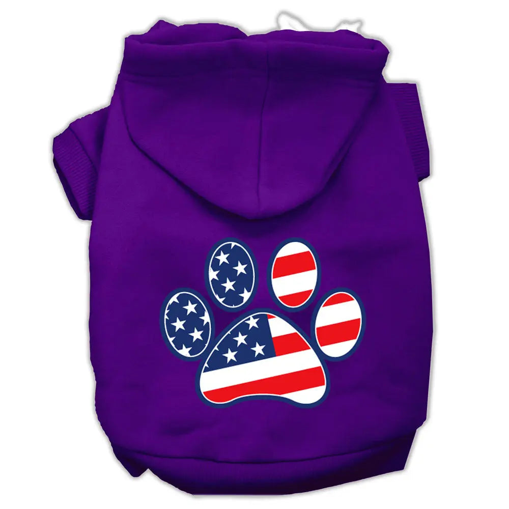 Patriotic Paw Screen Print Pet Hoodies Purple S Default Title