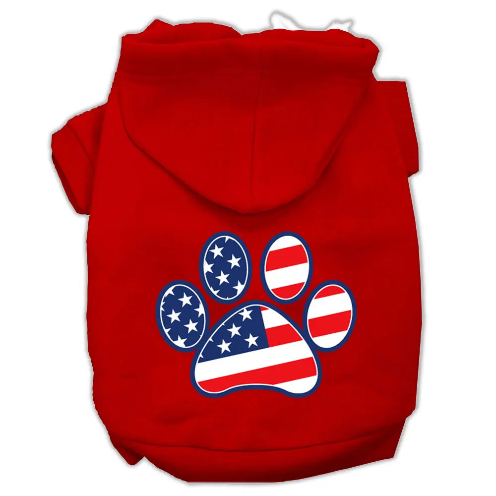Patriotic Paw Screen Print Pet Hoodies Red Size S Default Title