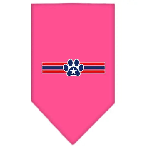 Patriotic Star Paw Screen Print Bandana Bright Pink Large Default Title