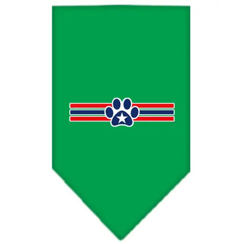 Patriotic Star Paw Screen Print Bandana Emerald Green Small Default Title