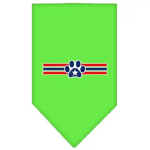Patriotic-Star-Paw-Screen-Print-Bandana-Lime-Green-Large-GreatEagleInc-319151883