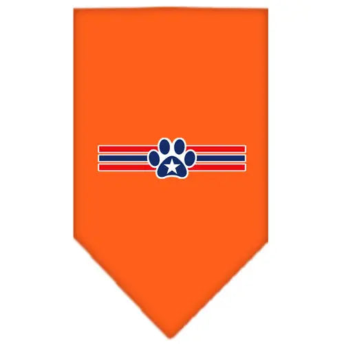 Patriotic Star Paw Screen Print Bandana Orange Large Default Title