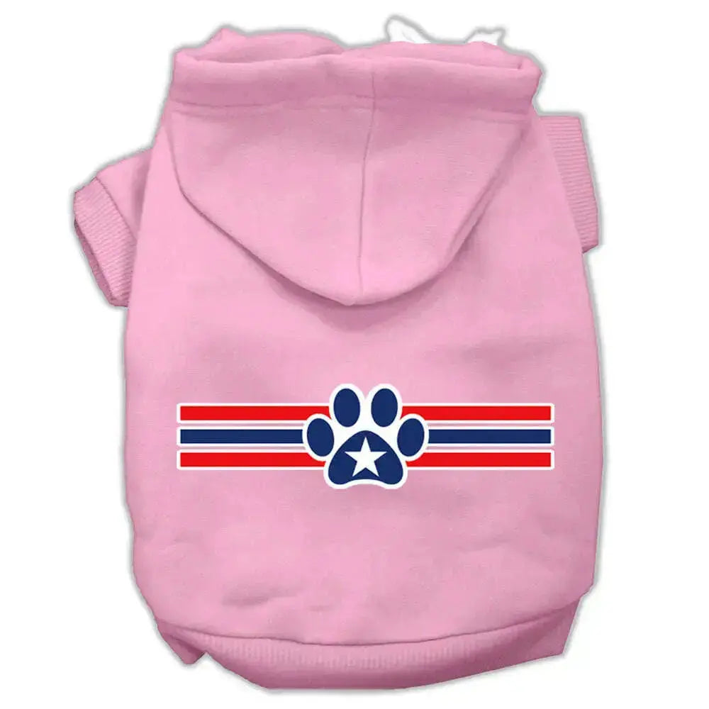 Patriotic-Star-Paw-Screen-Print-Pet-Hoodies-Light-Pink-Size-M-GreatEagleInc-333725434