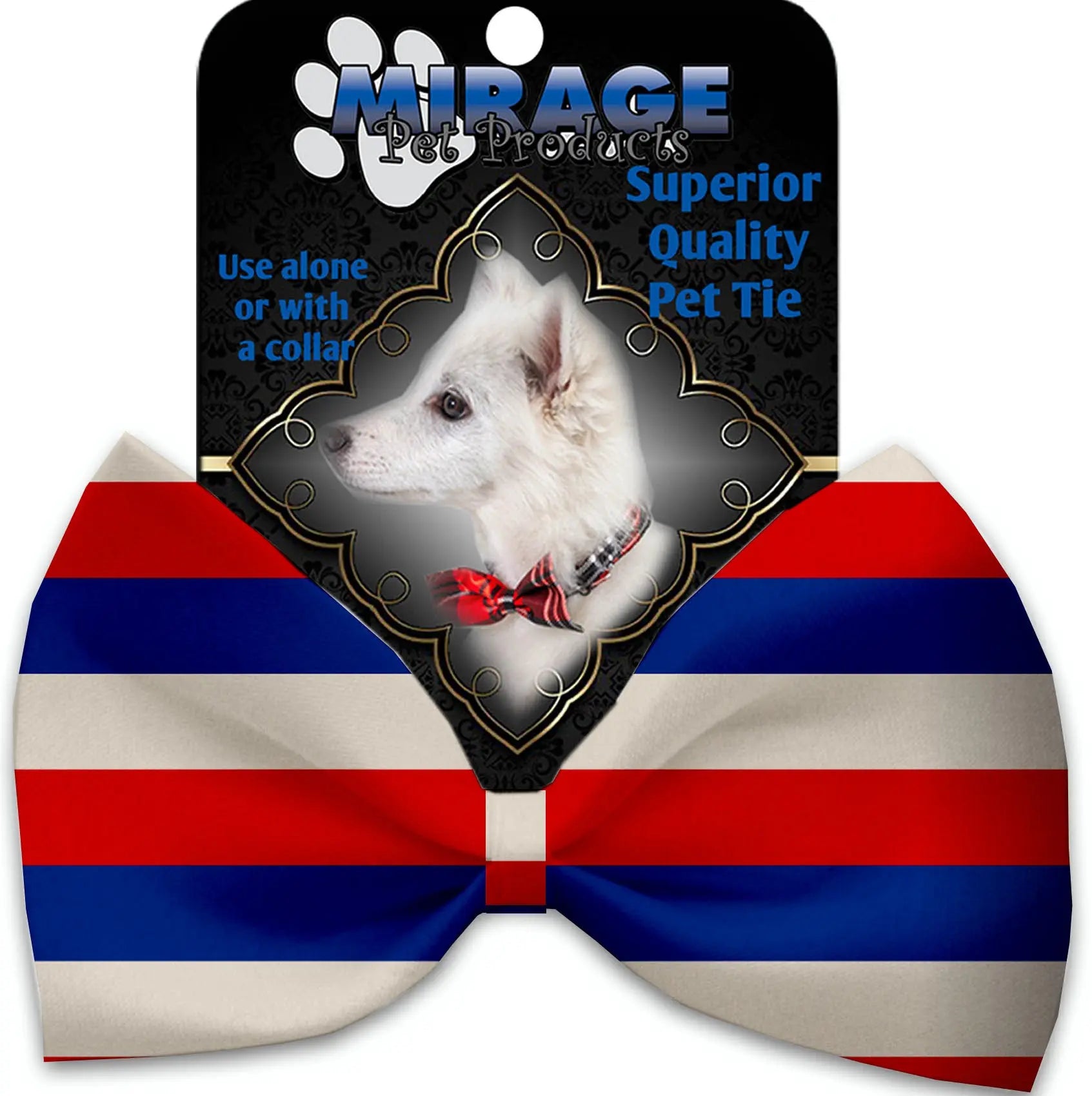 Patriotic Stripes Pet Bow Tie Collar Accessory With Velcro Default Title