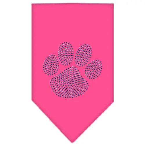 Paw Blue Rhinestone Bandana Bright Pink Small Default Title