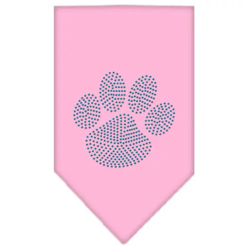 Paw Blue Rhinestone Bandana Light Pink Small Default Title
