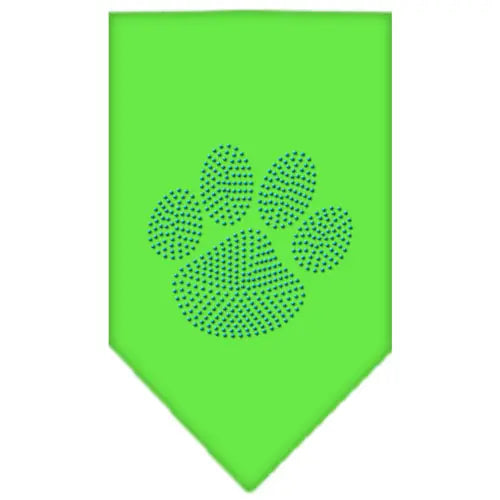 Paw Blue Rhinestone Bandana Lime Green Large Default Title