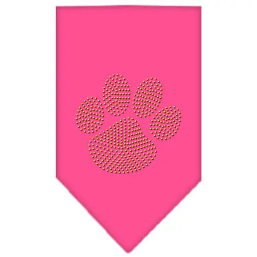 Paw Gold Rhinestone Bandana Bright Pink Large Default Title