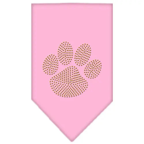Paw Gold Rhinestone Bandana Light Pink Small Default Title