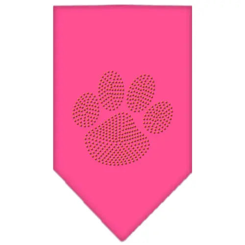 Paw Orange Rhinestone Bandana Bright Pink Small Default Title