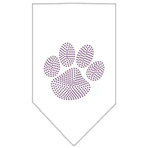 Paw-Purple-Rhinestone-Bandana-White-Small-GreatEagleInc-333883566