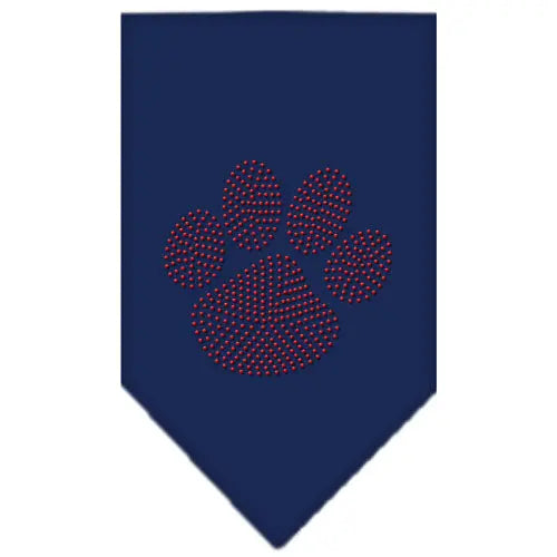 Paw Red Rhinestone Bandana Navy Blue Large Default Title