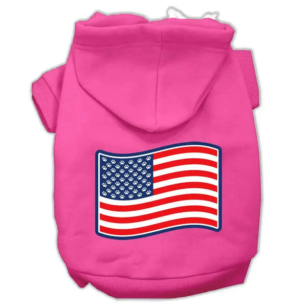Paws-And-Stripes-Screen-Print-Pet-Hoodies-Bright-Pink-Size-L-GreatEagleInc-319424592
