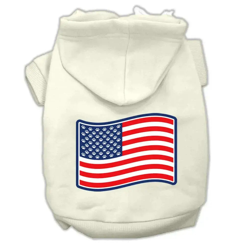 Paws-And-Stripes-Screen-Print-Pet-Hoodies-Cream-Size-L-GreatEagleInc-319424344