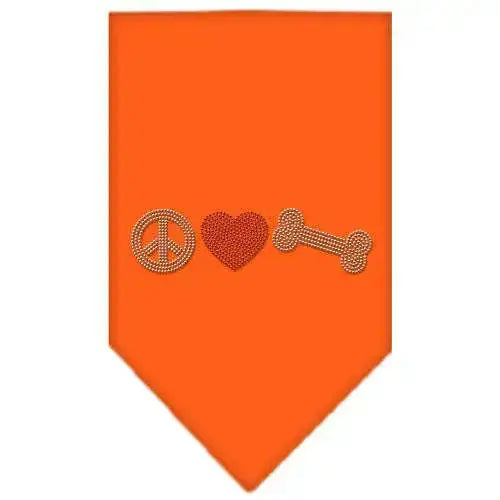 Peace-Love-Bone-Rhinestone-Bandana-Orange-Small-GreatEagleInc-333882383