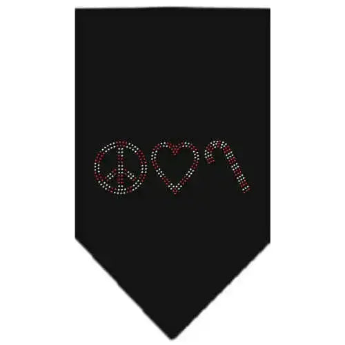 Peace-Love-Candy-Cane-Rhinestone-Bandana-Black-Small-GreatEagleInc-318544297