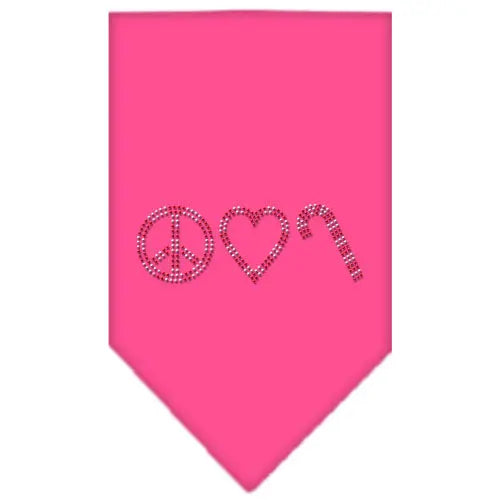 Peace Love Candy Cane Rhinestone Bandana Bright Pink Small Default Title