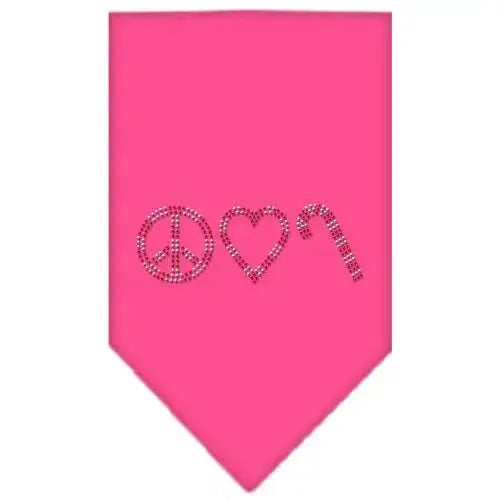 Peace-Love-Candy-Cane-Rhinestone-Bandana-Bright-Pink-Small-GreatEagleInc-319321693