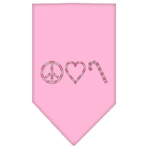 Peace Love Candy Cane Rhinestone Bandana Light Pink Small Default Title