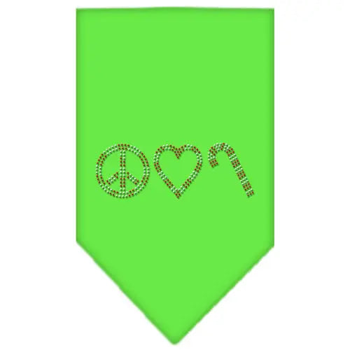 Peace Love Candy Cane Rhinestone Bandana Lime Green Small Default Title