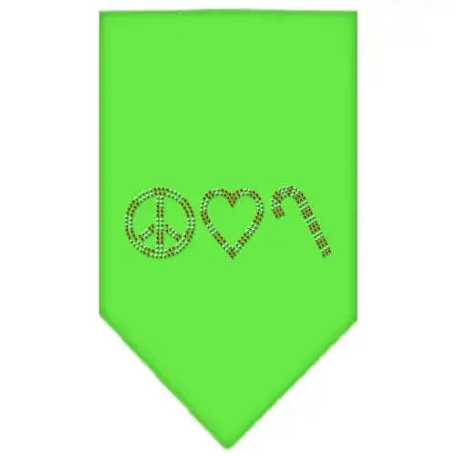 Peace-Love-Candy-Cane-Rhinestone-Bandana-Lime-Green-Small-GreatEagleInc-318997143