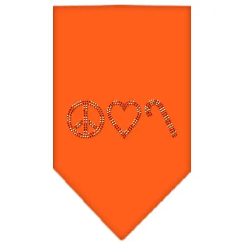 Peace Love Candy Cane Rhinestone Bandana Orange Large Default Title