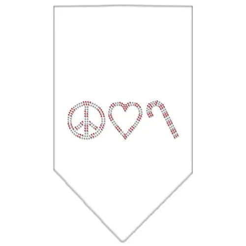 Peace Love Candy Cane Rhinestone Bandana White Small Default Title