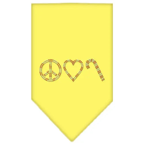 Peace Love Candy Cane Rhinestone Bandana Yellow Large Default Title