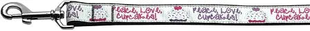 Peace Love Cupcakes Nylon Dog Leash 5/8 Inch Wide 6ft Long Default Title