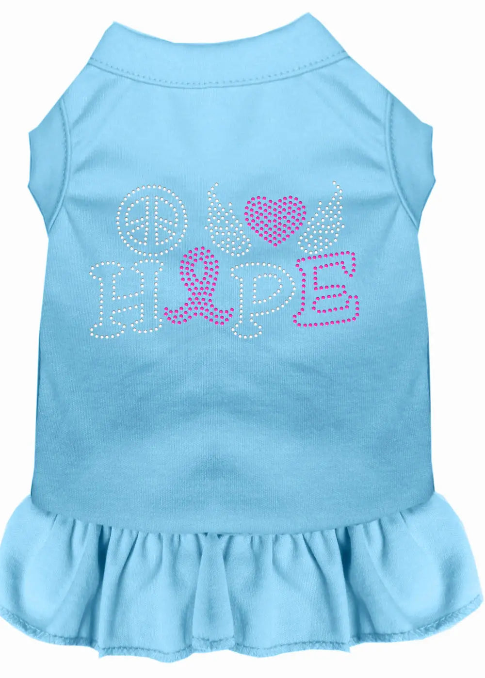 Peace Love Hope Breast Cancer Rhinestone Pet Dress Baby Blue Med Default Title